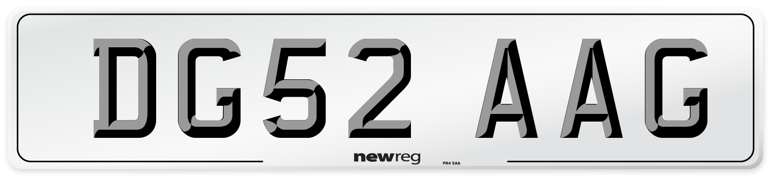 DG52 AAG Number Plate from New Reg